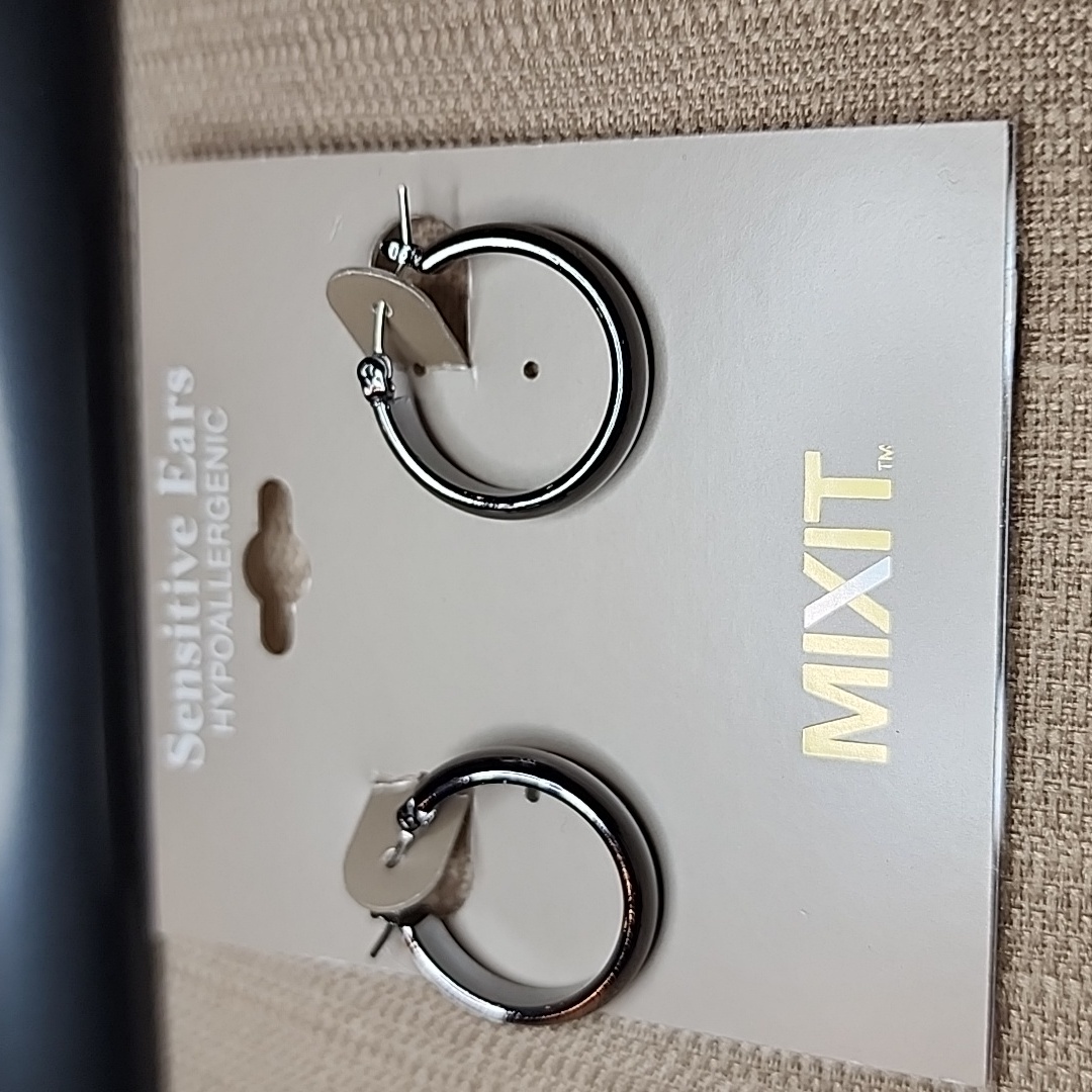 New Gun Metal Small Hoop Earrings